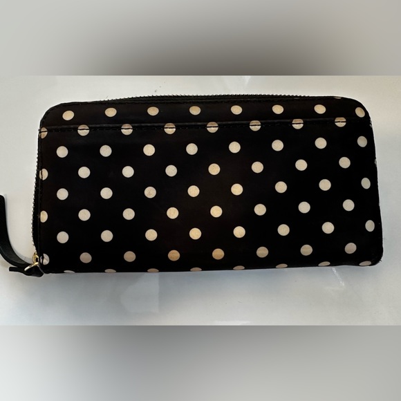 Kate Spade large wallet, black with white poka dots. - Picture 2 of 3